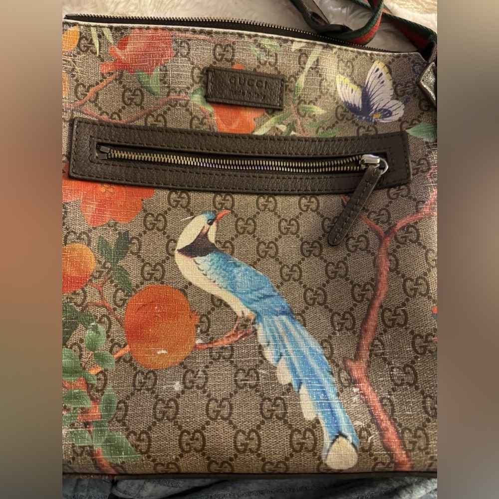 COPY - Gucci Beige Bird Print Supreme Men purse
